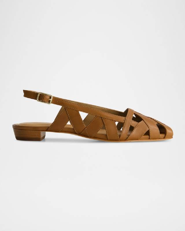 Glinda Woven Leather Slingback Ballerina Flats